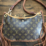 The Peacock - Vintage Monogram Hobo Crossbody/Tote with Fringe