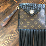 The Hawk - Black Vintage Clutch/Wristlet/Crossbody Bag