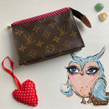 The Junco - Vintage Monogram Pouch in Hot Pink