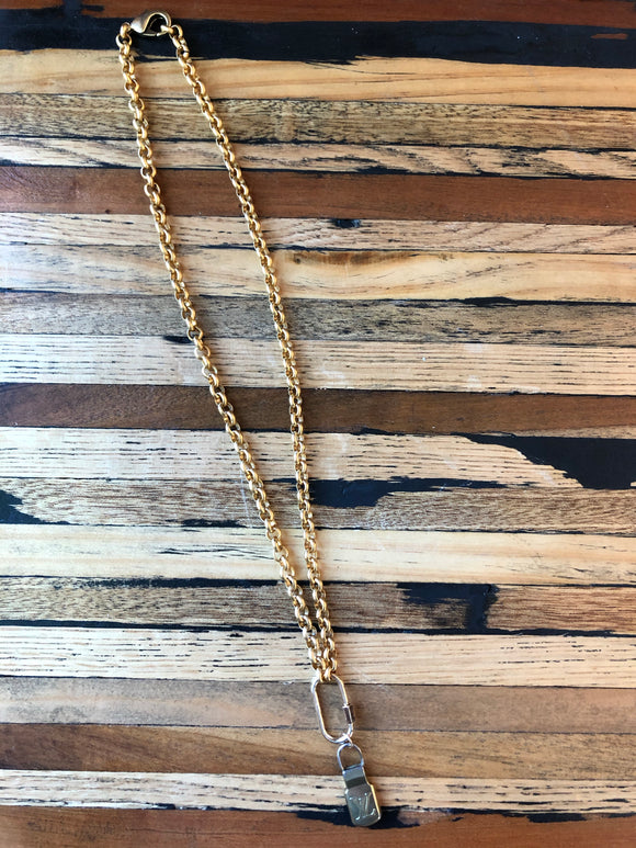 Zip It! Upcycled Zipper on Gold Carabiner Necklace