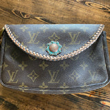 The Junco - Rose Gold Vintage Monogram Wristlet Bag