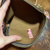 The Junco Crossbody Bag - Vintage Monogram in Pink Fringe