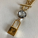 Lock Charm on Gold-Filled Curb Chain with Crystal