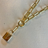 Lock Charm on Gold-Filled Mixed Chain with Toggle Clasp