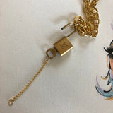 Upcycled Brass Padlock & Key Necklace with GF Chunky Link Chain