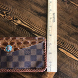 The Chickadee - Caramel Damier Vintage Card Holder