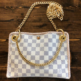 The Nuthatch - Vintage Damier Azur Shoulder Bag with Gold Crossbody Chain