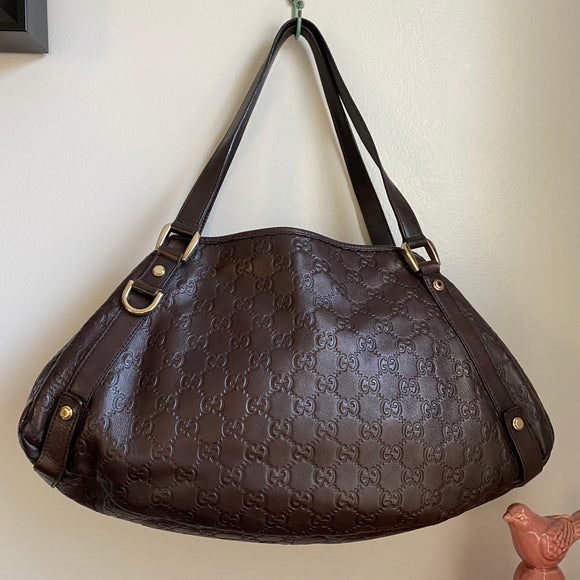 Gucci Guccissima Shoulder Bag in Brown