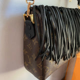 The Partridge - Vintage Monogram in Black Fringe Crossbody Bag