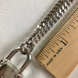 Key to My Heart Silver Padlock Necklace with White GF Cuban Link Chain