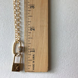 Lock Charm on Dainty Gold-Filled Necklace with Carabiner