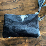 The Mockingbird - Black/White Hair on Hide Wristlet Bag