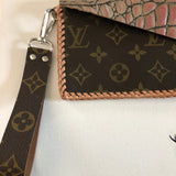The SHORT Wren - Blush Vintage Monogram Wristlet Bag