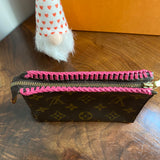 The Junco - Vintage Monogram Pouch in Hot Pink