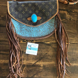 The Peacock Messenger - Vintage Monogram with Turquoise