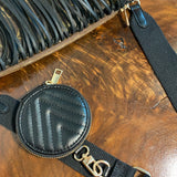 The Partridge - Vintage Monogram in Black Fringe Crossbody Bag