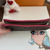 The Junco Wristlet - Vintage Monogram in Hot Pink