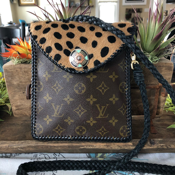 The Robin - Vintage Monogram Cheetah Crossbody