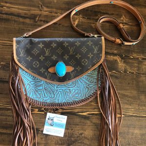 The Peacock Messenger - Vintage Monogram with Turquoise