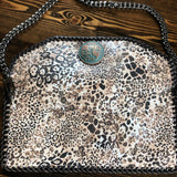 The Crane - Leopard Abstract Cream Vernis Vintage Crossbody/Clutch Bag