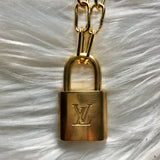 Key to My Heart Brass Padlock Paperclip Chain Necklace