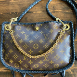 The Peacock - Vintage Monogram Hobo Crossbody in Black - Brass Hardware