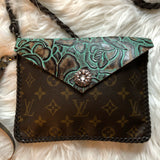 The Falcon - Turquoise Vintage Monogram Wristlet/Crossbody/Clutch