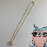 Blingy GG Zipper Pull on Gold-Filled Paperclip Chain Necklace