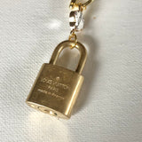 Lock up My Heart Brass Padlock & Quatrefoil Crystal on Paperclip Chain