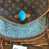 The Peacock Messenger - Vintage Monogram with Turquoise