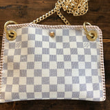 The Nuthatch - Vintage Damier Azur Shoulder Bag with Gold Crossbody Chain