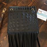 The Hawk - Black Vintage Clutch/Wristlet/Crossbody Bag