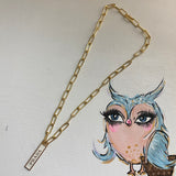 Prada Pendant Necklace - Gold on Gold-Filled Paperclip Chain