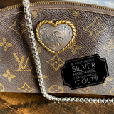 The Junco Crossbody Bag - Vintage Monogram with Heart in Gold